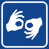 ikona (piktogram) z symbolem tłumacza polskiego języka migowego